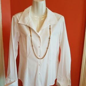 TALBOTS white button down blouse wrinkle resistant